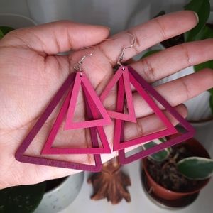 Pink Triangle Drop Earrings